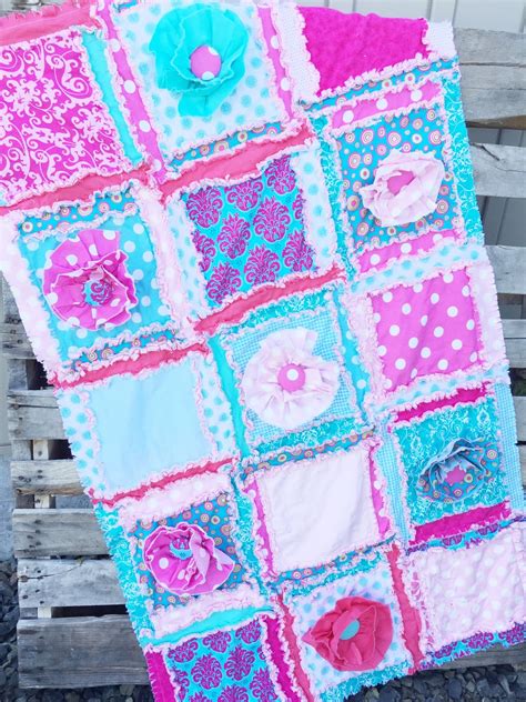 Pastel Frilly Baby Girl Rag Quilt For An Infant Crib By A Vision To