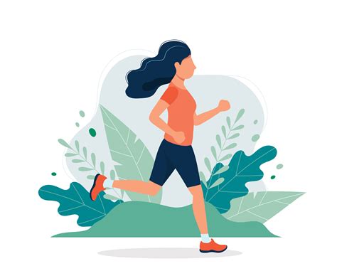 happy woman running in the park vector illustration in flat style concept illustration for