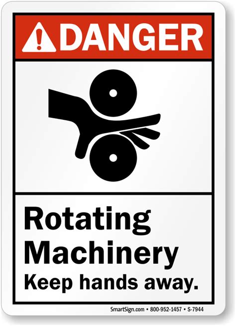Rotating Machinery Keep Hands Away ANSI Danger Sign, SKU: S-7944 ...
