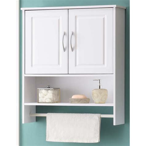 The shallow sink cabinet is perfect where space is limited.handle and hinges included.2 adjustable shelves included.fits lillången bathroom cabinets.different wall materials require different types of fasteners. 4D Concepts White Bathroom Wall Cabinet with Two Doors ...