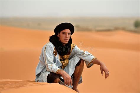 Bedouin Man Wears Traditional Clothing In Sahara Desert Editorial Image
