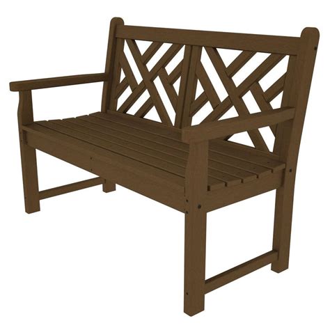 Polywood Chippendale 48 In Teak Patio Bench Cdb48te The Home Depot
