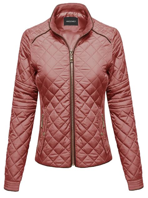 Fashionoutfit Womens Quilted Puffer Jacket With Fleece Lining