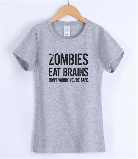 buy 2017 women s t shirts zombies eat brains shirt funny zombie t shirts living