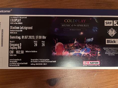 Coldplay Sitzplatz Ticket Acheter Sur Ricardo