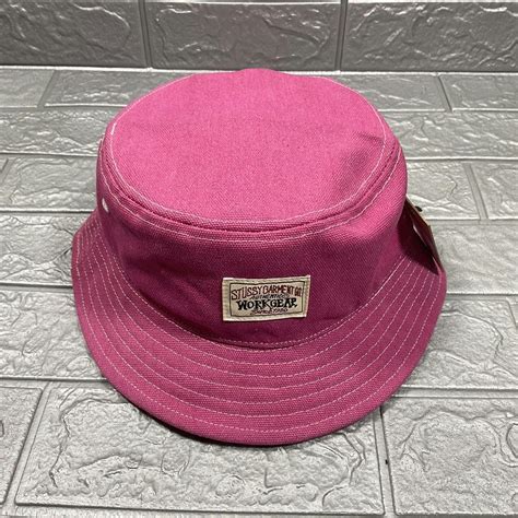 Vintage Stussy Canvas Workgear Bucket Hat Berry Grailed