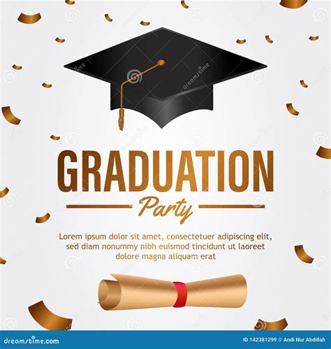 Luxury Graduation Party Invitation Card With Hat And Paper Stock