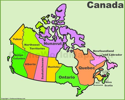 Carte Du Canada Et Les Provinces Carte Du Canada Et De Ses Provinces