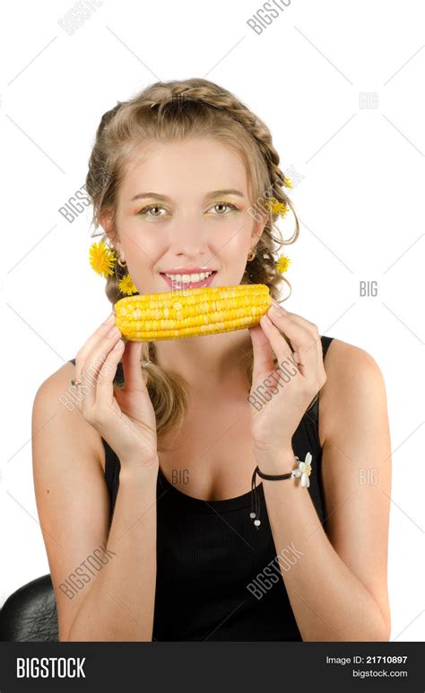 Woman Eating Corn Cob Image Photo Free Trial Bigstock