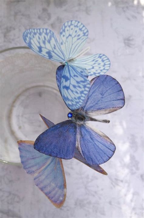 Something Blue Butterfly Hair Pins Delicate Silk With Etsy