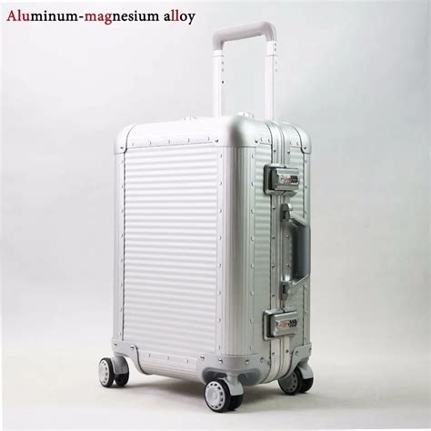 2024full Aluminum Luggage Travel Trolley Suitcase Metal Hardside