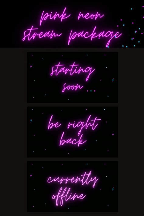 Pink Neon Stream Package Neon Pink Twitch Panels Pink Overlays Neon