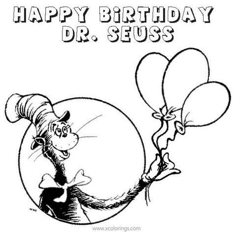 Printable Happy Birthday Dr Seuss Coloring Pages