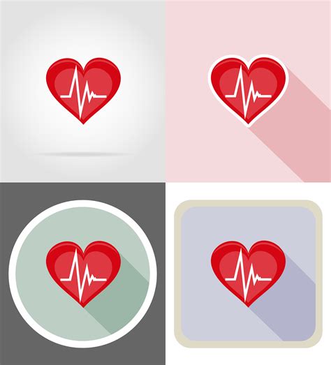 Healthy Heart Symbol Flat Icons Vector Illustration 510587 Vector Art