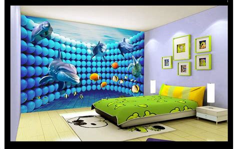 Customzed 3d Wallpaper 3d Kids Wallpaper Underwater Dolphin Cartoon 3 D