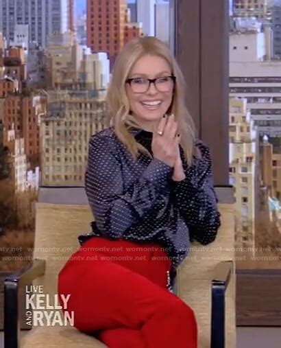 Wornontv Kellys Studded Blouse And Red Pants On Live With Kelly And