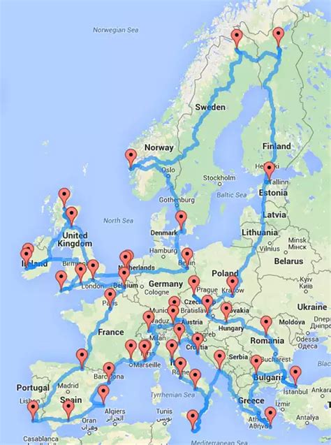 This Map Shows How To Take An Epic Road Trip Across Europe Lifehacker
