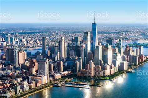 Aerial View Of Lower Manhattan New York Stock Photo Download Image