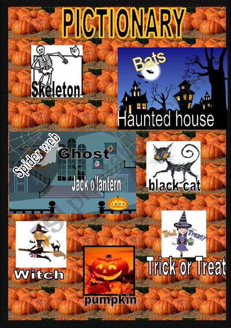 Halloween Pictionary Wall Poster Esl Worksheet By Mariethe House