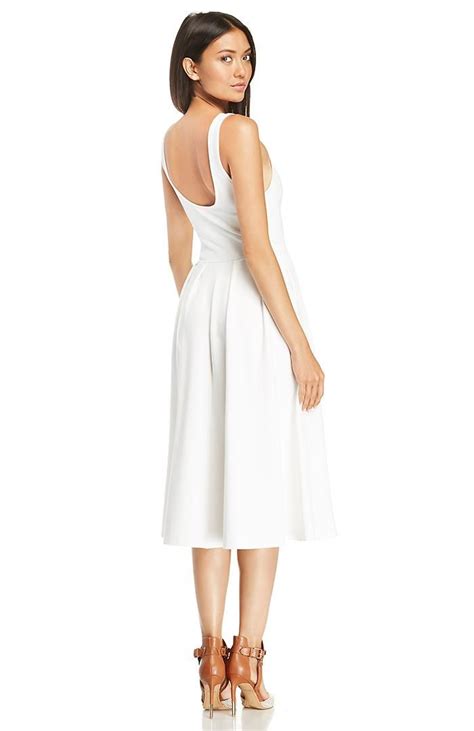 Dailylook Pleated A Line Midi Dress In White Midi Dress White Dress