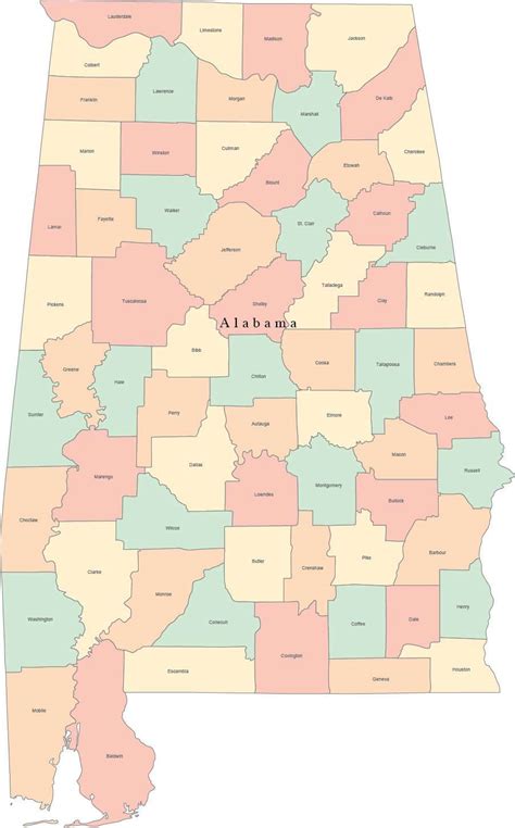Map Of Alabama Counties With Names