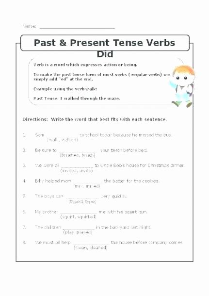 Verb Tense Worksheets Middle School Awesome Grammar Verb Tenses