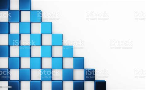 abstract array of shinny blue cubes on white background with space for text 3d render stock