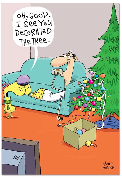 lazy decorating 12 boxed funny christmas cards with humorous cartoon