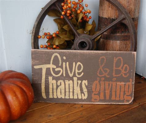 Rustic Hand Painted Wooden Thanksgiving Sign Give