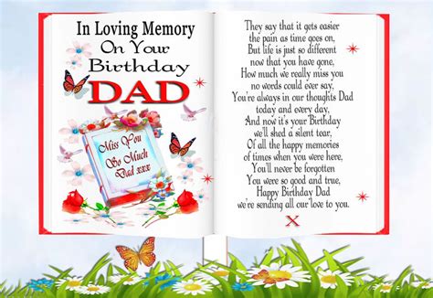 Dad Birthday Memorial Rememberance Bereavement Graveside Keepsake Card