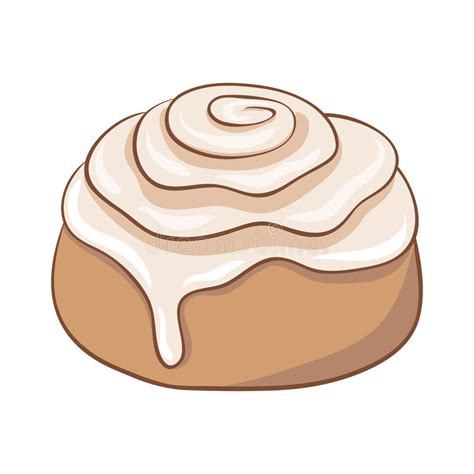 Freshly Baked Cinnamon Roll With Sweet Frosting Stock