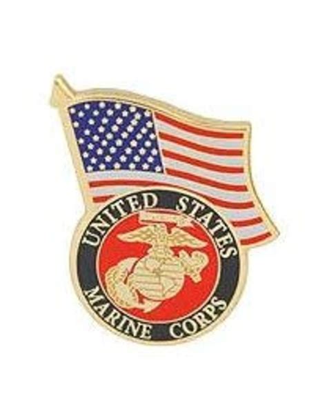 Pin Usmc Logo W Usa Flag Military Outlet