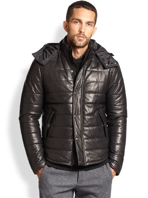 Vince Quilted Leather Puffer Jacket In Black For Men Lyst