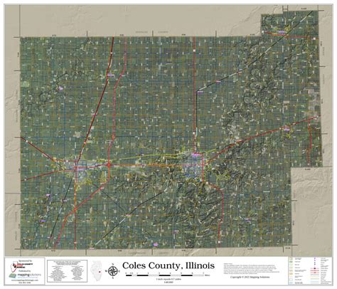 Coles County Illinois 2022 Aerial Wall Map Mapping Solutions