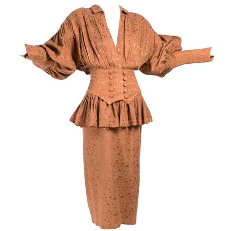 Avant Garde 1980s Norma Kamali Vintage Copper Dress 2 Pc Skirt And