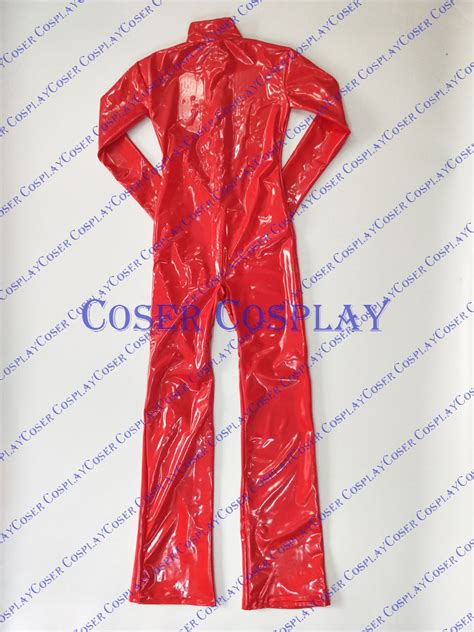 Red Pvc Simple Pop Stars Catsuits