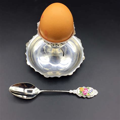 Silver Plated Egg Cup And Spoon Vintage Epns Angora Egg Holder Etsy Uk