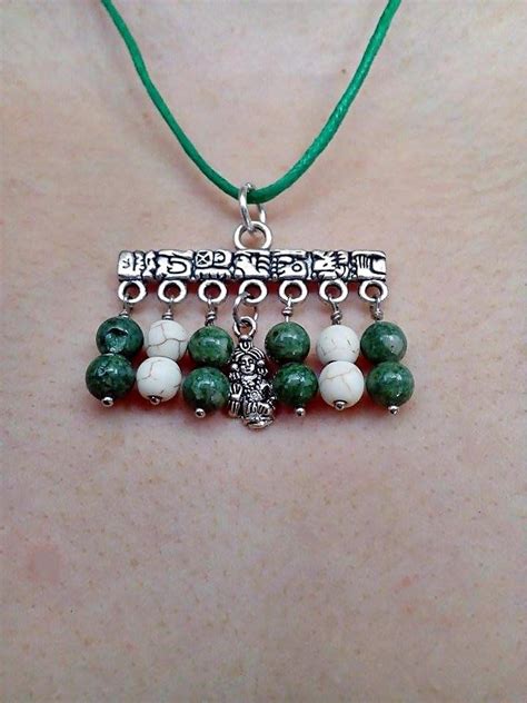 Mayan Jewelry Green And White Jewelry Bohemian Beaded Charm Necklace