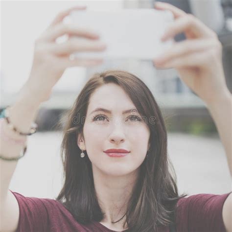 Woman Rear View Photography Traveling City Life Concept Stock Image