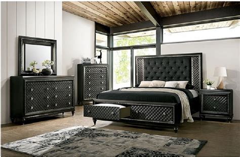 Contemporary Metallic Gray Finish Bedroom Furniture 4pc Eastern King