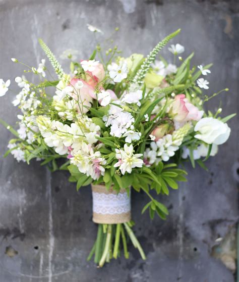 Seasonal Flower Bouquet For July In Blush And Cream Flowers Including