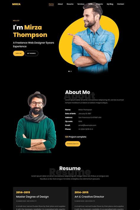 Creative Resumeportfolio Html5 Landing Page Template Profile Website