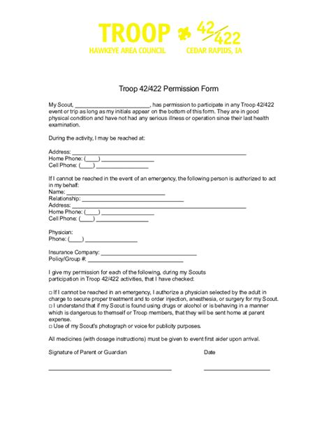 fillable online annual girl scout permission form fax email print pdffiller