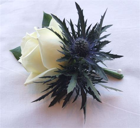 Rose And Thistle Buttonhole Blue Wedding Bouquet Blue Wedding