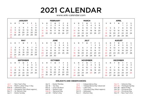 Free Printable 2021 Calendar By Month With Holidays 2021 Printable