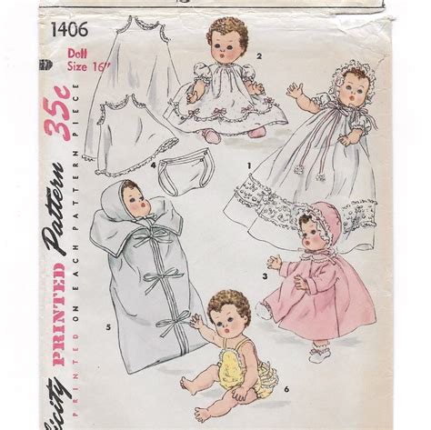 A Layette Pattern For 16 Dolls • Simplicity 1406 Layette Pattern