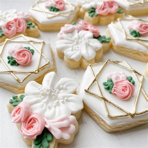Floral Wedding Cookies Mini Cookies Bridal Shower Cookies Etsy