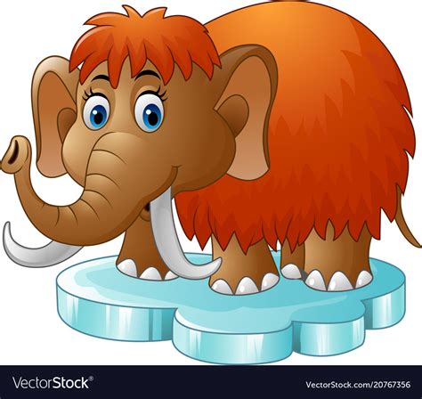 Cartoon Mammoth Standing On Floe Royalty Free Vector Image