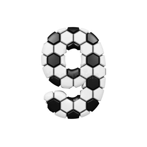 Alphabet Number 9 Soccer Font Made Of Football Texture 3d Render