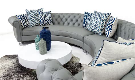 Includes a matching cocktail ottoman. Chesterfield Circle Sectional in Grey Leather | Best ...